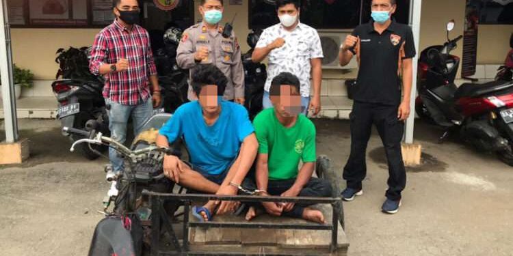 Dua pelaku pencurian di gudang PLN diamankan tim Polsek Padang Timur (Ist)