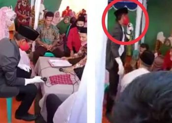 Tangkapan layar video viral suami talak istri sesaat setelah ijab kabul