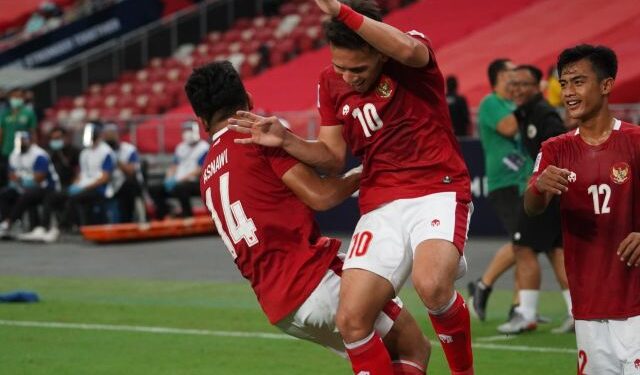 Egy Maulana Vikri merayakan gol ke gawang Timnas Singapura di Piala AFF 2020. (Foto/Liga AFF)