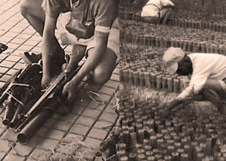 Pejuang mengemas senjata hasil penjualan Candu untuk keperluan perjuangan (kanan), Ladang Bibit Opium (kiri). (Sumber; Historia.id)