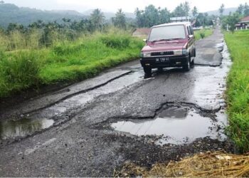 Kondisi jalan di Barulak, Kecamatan Tanjuang Baru, Kabupaten Tanah Datar (ist)