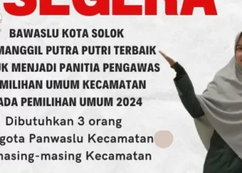 Badan Pengawas Pemilihan Umum (Bawaslu) Kota Solok akan segera membuka pendaftaran Panitia Pengawas Pemilihan Umum (Panwaslu) tingkat Kecamatan.