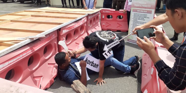 Rekonstruksi Penangkapan Ganti Akmal oleh Satreskrim Polres Agam, Selasa (30/8/2022)