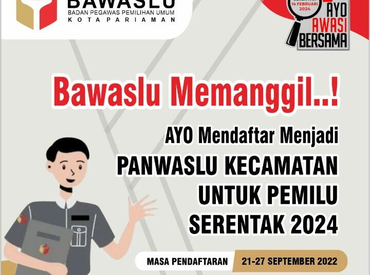 Bawaslu Pariaman Buka Pendaftaran Untuk Panwaslu Kecamatan Ini