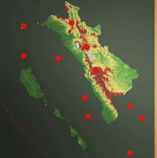 Lokasi pusat gempa yang mengguncang Sumbar dalam sepekan terakhir (ist)