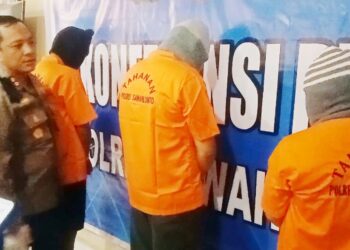 Para pelaku sindikat penipuan online yang ditangkap Polres Sawahlunto di Kota Medan (ist)