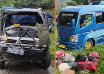 Tangkapan layar kondisi pick up dan bus penumpang usai kecelakaan di Sitinjau Lauik, Minggu (13/11/2022).