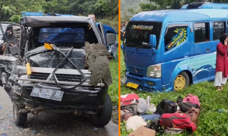 Tangkapan layar kondisi pick up dan bus penumpang usai kecelakaan di Sitinjau Lauik, Minggu (13/11/2022).