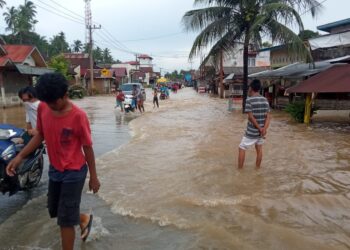 Luapan Batang Air Haji Banjiri Jalan Penghubung di Pesisir Selatan