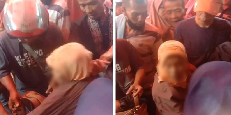 Tangkapan layar video perempuan lansia diamankan warga di Pasar Sicincin (Ist)