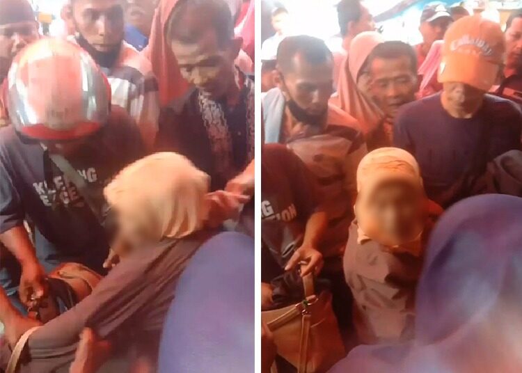 Tangkapan layar video perempuan lansia diamankan warga di Pasar Sicincin (Ist)