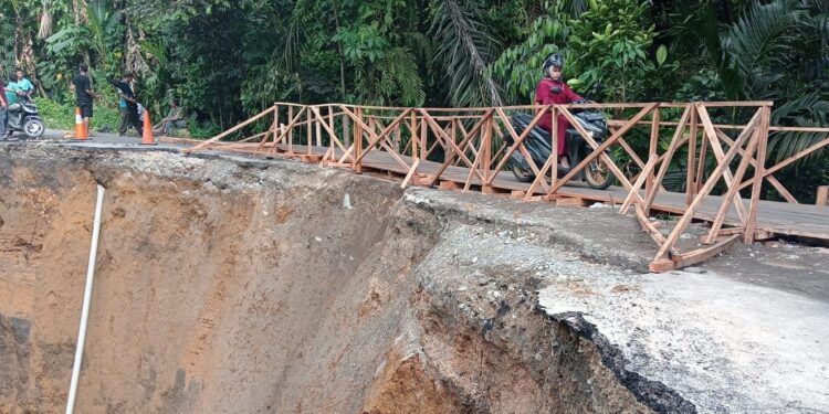 Warga di Padang Pariaman Bangun Jembatan Darurat Agar Anak Bisa ke Sekolah