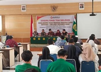 sosialisasi bersama Universitas Sosialisasi Seleksi Calon Anggota Bawaslu di Universitas  Tamansiswa Padang, Jumat (26/5/2023).