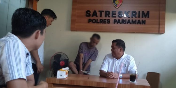 Tersangka diamankan di Mapolres Pariaman.