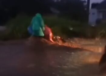 Banjir di Limo Suku Koto Marapak, Nagari Sungai Pua Kabupaten Agam, Jumat (24/11). ist