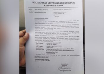 Surat pemberiatahuan aksi Solidaritas Lintas Nagari (Solina) Kabupaten Solok