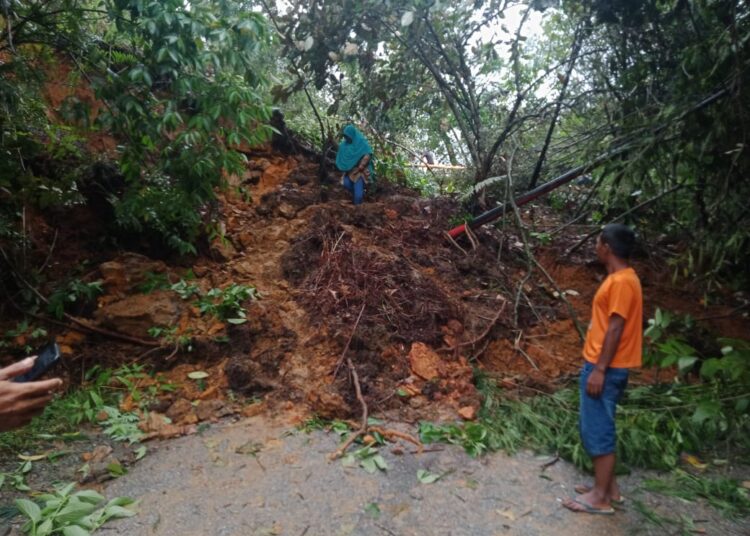 Kondisi longsor di Nagari Lolo, Kecamatan Pantai Cermin, Kabupaten Solok