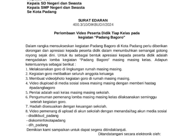 Lomba video Padang Bagoro