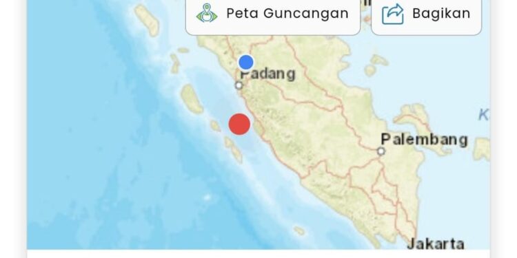 Gempa di Pesisir Selatan dan Tuapejat, Kepulauan Mentawai pada Senin, 5 Februari 2024.