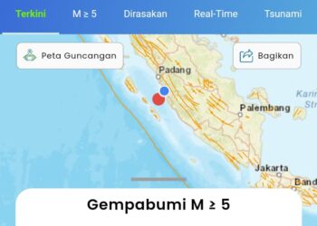 Gempa mengguncangkan Pesisir Selatan pada Senin, 5 Februari 2024.