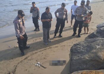 Sosok bayi yang diduga baru lahir ditemukan di Pantai Muara Padang dalam keadaan meninggal pada Kamis, 8 Februari 2024.