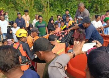 Basarnas Pasaman melakukan pencarian orang hilang di sungai di Nagari Air Bangis, Pasaman Barat pada Sabtu, 2 Maret 2024.