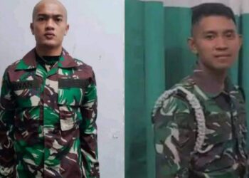 Kolase foto: korban Iwan Sutrisman Telaumbanua (kiri) dan pelaku  Serda Pom Adan Aryan Marsal (kanan). Ist