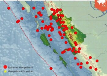 Titik gempa di Sumbar (foto: Instagram BMKG Padang Panjang)