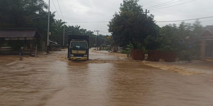 Hujan deras membuat sejumlah wilayah di Pesisir Selatan kembali diterjang banjir pada Senin, 1 April 2024.