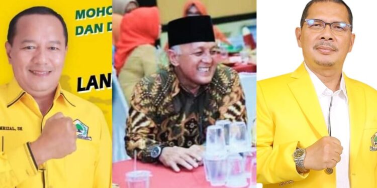 Kolase foto Bakal Calon Bupati Dharmasraya dari Golkar: Amrizal, Masrul Maas dan Adi Gunawan.