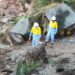 Proses peledakan sisa material banjir bandan Gunung Marapi di Sungai Pua pada Jumat, 31 Mei 2024 (foto: Info Publik)