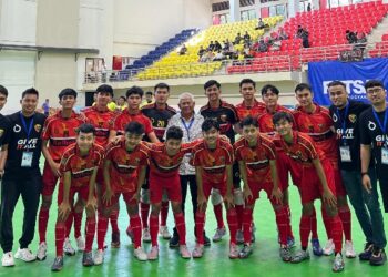 Tim Rafhely Futsal Club Liga Futsal pada kompetisi Nusantara (LFN) 2024 di GOR Pancasila, UGM Yogyakarta, Sabtu (17/8/2024).