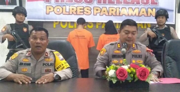 Konferensi pers Polres Pariaman terkait kasus kakak tiri menjual adik ke 5 pria hidung belang.