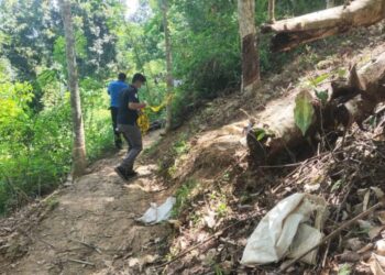 Polisi melakukan olah TKP di lokasi pembunuhan Jorong Sitongek Nagari Tamparungo Kecamatan Sumpur Kudus, Kabupaten Sijunjung. ist