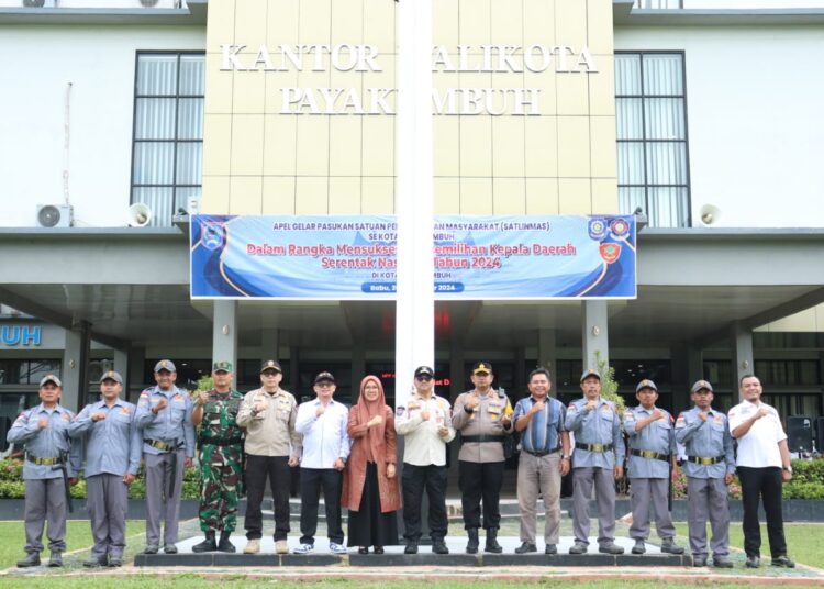 Apel Linmas dalam Rangka Persiapan Pilkada tahun 2024 di Kota Payakumbuh.