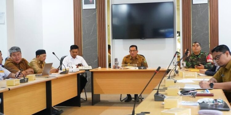 Pj Wali Kota Sonny Budaya Putra mengikuti Rakor pengendalian inflasi bersama Wakil Mendagri (foto: Diskominfo Padang Panjang)