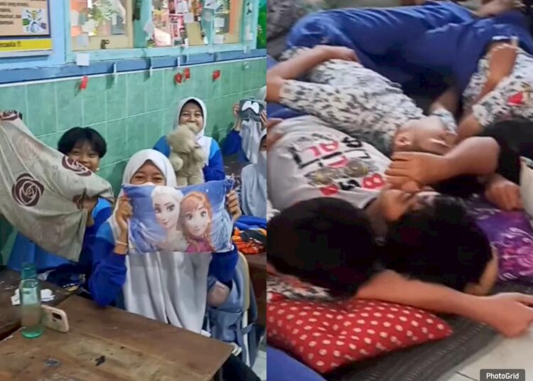 Tangkap laya video program uji coba tidur siang siswa SMP.