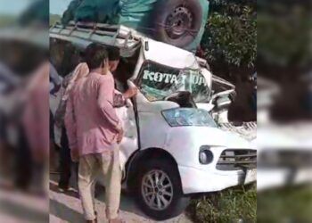 Kecelakaan beruntun melibatkan empat kendaraan terjadi di kawasan Sialang, Kabupaten Dharmasraya, Kamis (16/7/2026).