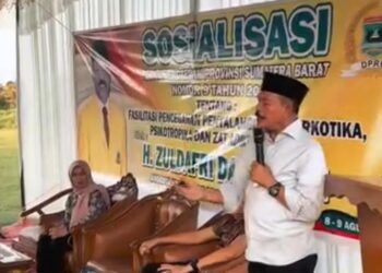 Sosialisasikan Perda Pencegahan Narkoba di Tanah Datar, Anggota DPRD Sumbar Zuldafri Ajak Orang Tua Perkuat Pengawasan Anak