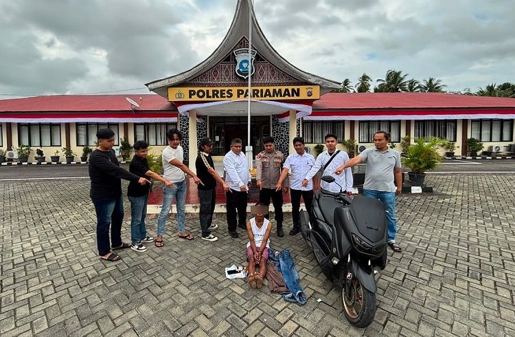 Polisi menangkap seorang pria di Nagari Gasan Gadang, Kecamatan Batang Gasan, Padang Pariaman, pada Rabu (19/8/2026) siang karena diduga menjambret seorang perempuan. Foto: Polres Pariaman